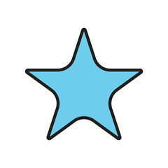 A blue star with black outline