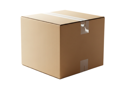 Closed cardboard box with tape ready for shipping and delivery