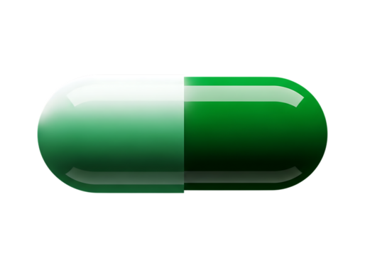 Green and white capsule representing medicine or pharmaceutical concept closeup