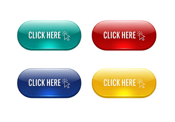 Colorful Click Here Buttons Set for Website Call to Action Design