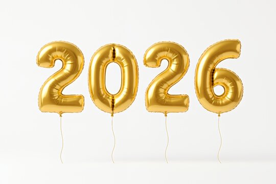 Celebrate 2026 with festive golden balloons for New Year's Eve, birthday parties, graduations, or milestone anniversaries shimmering with joy and elegance