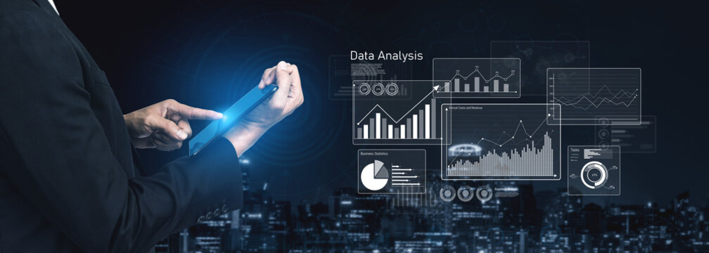 Business data analysis dashboard showing charts, statistics, and performance metrics for decision-making, revenue tracking, and strategic planning in organizations Vouch