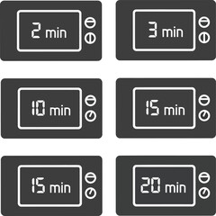 Digital microwave timer displays showing cooking time durations vector