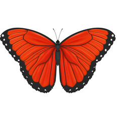 Detailed Monarch Butterfly With Vibrant Orange Wings And Black Bordered Edges Isolated On A Transparent Background With Visible Wing Veins And Antennae