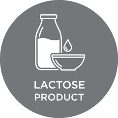 Lactose free milk bottle and bowl icon dairy food organic product healthy nutrition vector