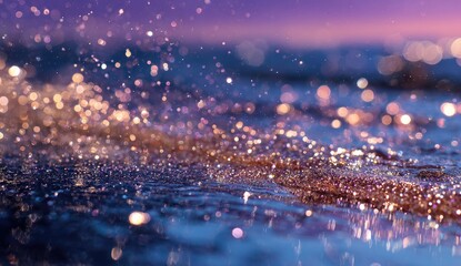 Water surface splashes, vibrant bokeh
