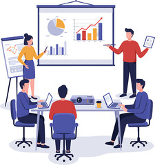 Business Meeting with Charts and Graphs Presentation Team Collaboration.