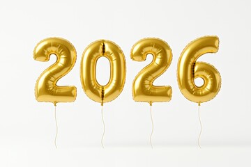 Celebrate the vibrant year 2026 with gleaming golden foil balloons, perfect for New Year's parties, milestone events, and optimistic future projections