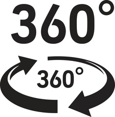 360 degree view icon circular arrows symbol for virtual tour augmented reality and online experience vector