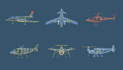 set of vintage airplanes