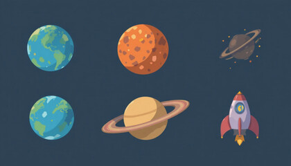 set of space icons for design