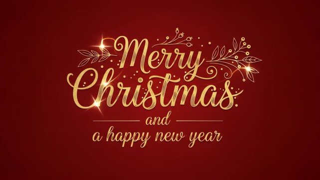 Golden Merry Christmas and Happy New Year Greeting Animation.
