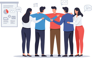 Diverse Team Embraces Collaboration in Business Setting.