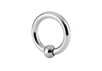 Shiny silver captive bead ring piercing jewelry isolated on transparent background