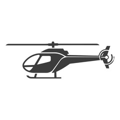 A detailed illustration of a helicopter, showcasing its design and components in a side view.