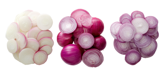 Three bunches of colorful easter eggs isolated on transparent background