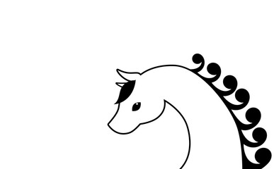 横向きの馬のシンプルな白黒イラスト