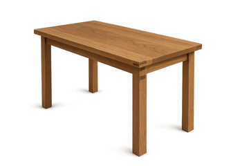 Fototapeta premium Wooden dining table or desk furniture made from brown oak wood, a natural rustic piece for home, office or restaurant