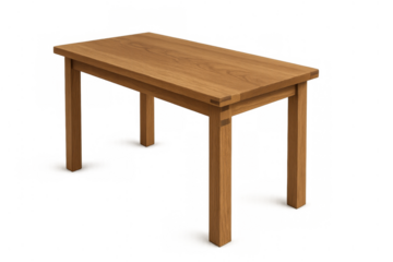 Wooden dining table or desk furniture made from brown oak wood, a natural rustic piece for home, office or restaurant