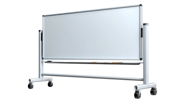 Minimalist Presentation: An empty whiteboard stands as a blank canvas of thoughts and ideas, ready to be filled with concepts, charts, and more.