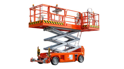 Hydraulic Scissor Lift: A robust hydraulic scissor lift, poised for vertical ascent, showcasing its industrial prowess with vibrant colors and intricate mechanical design.