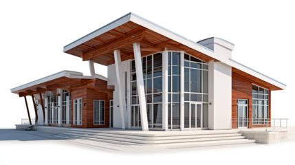 Modern architectural marvel: A captivating architectural composition, showcasing a harmonious blend of contemporary design, natural elements, and structural innovation.