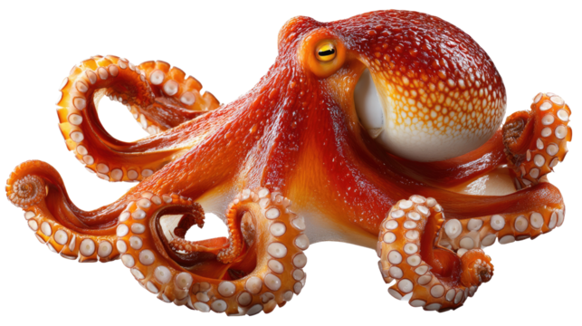 Octopus's Intrigue: An extraordinary, vibrant, and stunning octopus is on display. The captivating form, remarkable tentacles, and mesmerizing eyes offer a captivating view of marine life