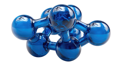 Molecular Composition: Close-up of a blue molecular model, showcasing the intricate structure and bonds, illustrating the essence of scientific exploration and innovation.