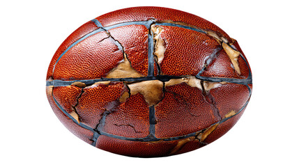 Worn Basketball: A close-up shot of a well-worn, vintage basketball showcases its weathered texture. The ball's leather surface tells a story of countless games.