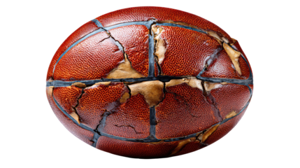 Worn Basketball: A close-up shot of a well-worn, vintage basketball showcases its weathered texture. The ball's leather surface tells a story of countless games.