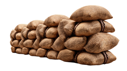 Fortress of Defense: A sturdy barrier constructed from meticulously stacked sandbags, symbolizing protection, resilience, and preparedness against unseen threats.