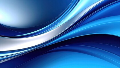 A vibrant abstract image featuring flowing blue and silver curves, conveying a sense of motion and fluidity.