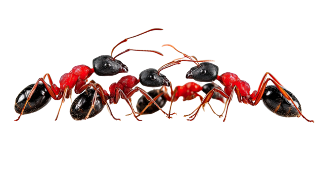 Teamwork in the insect world: A close-up showcases a team of ants working together, an image of collaboration and persistence in the face of shared goals.