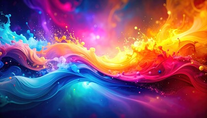 A vibrant explosion of swirling colors, blending hues of blue, pink, orange, and yellow, creating a dynamic and artistic visual experience.
