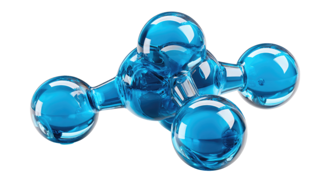 Molecular Model: A detailed view of a crystalline blue molecular model, symbolizing the building blocks of matter and the intricate world of science. 