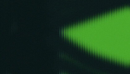 Intense Neon Green Light Wedge on Dark Grainy Texture. Abstract Geometric Background