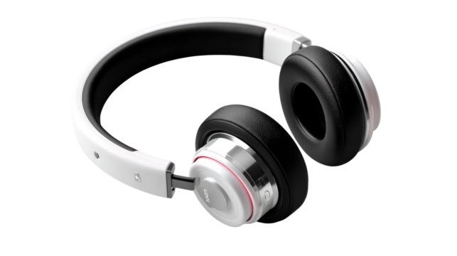 Modern Wireless Headphones: A close-up studio shot presents stylish, modern wireless headphones, showcasing their sleek design, functionality, and immersive audio capabilities.