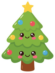 Adorable Christmas Tree Vector Illustration