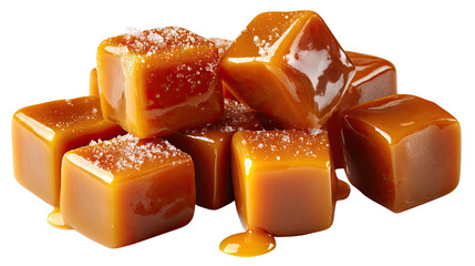 Sweet Treats: A delectable arrangement of glistening, golden caramels, sprinkled with a touch of sea salt, inviting a taste of pure indulgence and delight.