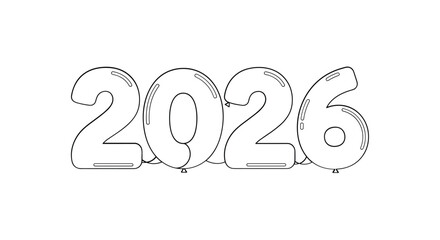 Outline of 2026 number balloons for new year s eve celebration or future planning