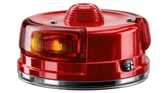 Warning beacon's close-up: A close-up shot of a red warning beacon, a symbol of emergency, safety and caution, ready to alert and protect. 