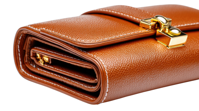 Elegant Leather Wallet: A close-up view of a stylish leather wallet, exuding sophistication and timeless design. A fusion of practicality and fashion.