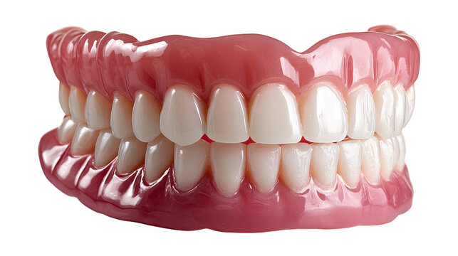 Denture Detail: A close-up view of a complete set of dentures, showcasing the intricate design and attention to detail. This image encapsulates oral health and dental care.