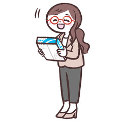 手土産を持つ女性のイラスト