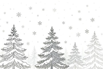 Fototapeta premium Hand Drawn Snowy Pine Trees Vector