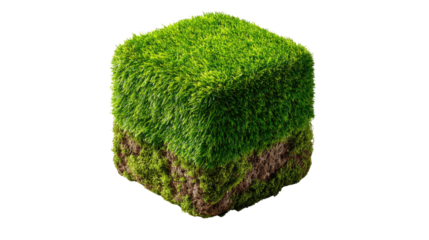 Eco-Friendly Cube of Nature: An artistic cube of vibrant green grass, evoking a sense of sustainable design and environmental harmony. 