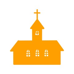 Church Silhouette Illustration 十字架のある教会シルエットイラスト	