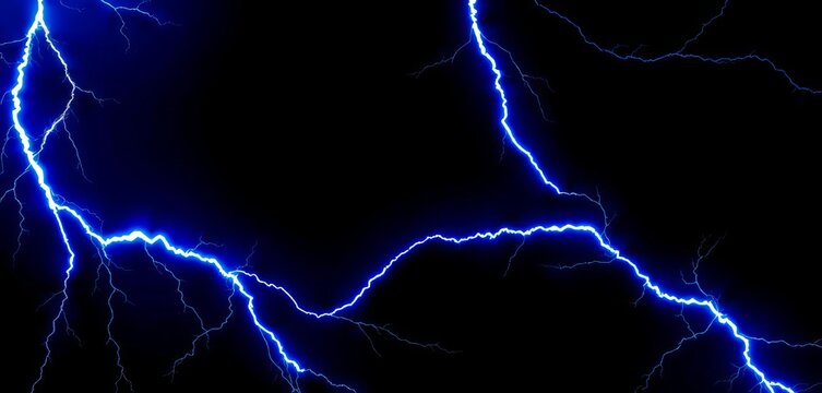 Intricate lightning bolt frame, sharp edges, glowing electric blue on black, background, dark - Powered by Adobe