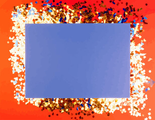 Blank Blue Card Surrounded by Festive Glitter.