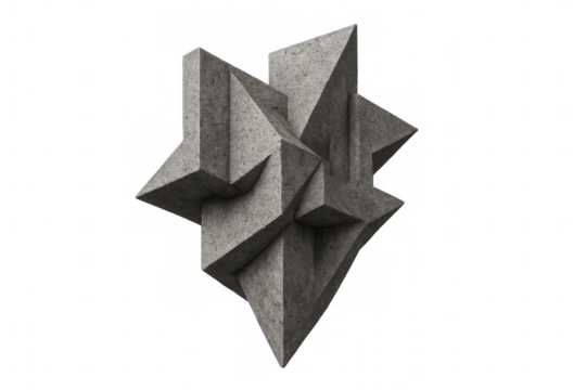 Abstract brutalist stone sculpture with geometric angular shapes and sharp edges, a monumental architectural art render - Powered by Adobe